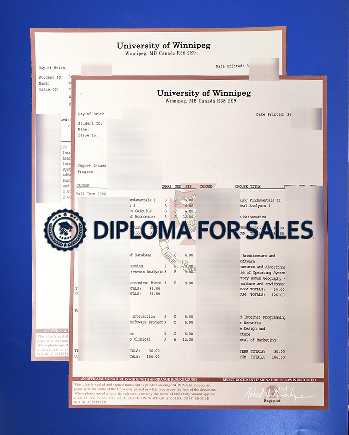 University of Winnipeg Transcript