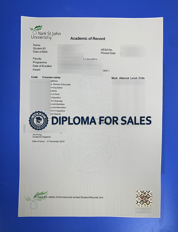 York St John University Transcript