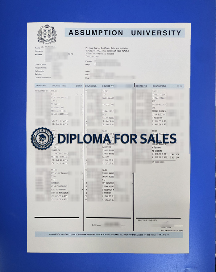 Assumption University Transcript