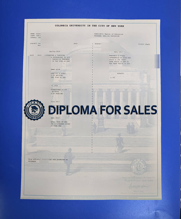 Columbia University Transcript