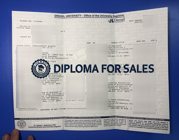 Drexel University Transcript