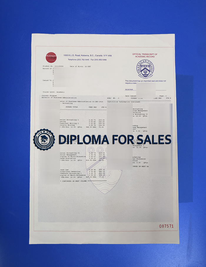 Okanagan College Transcript