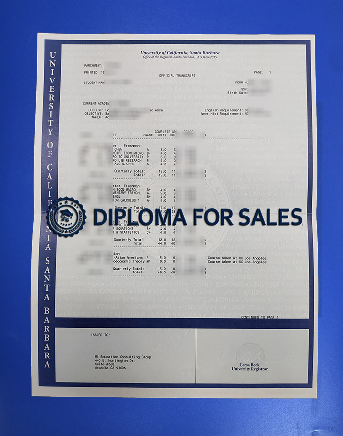 UC Santa Barbara Transcript UC Santa Barbara Transcript