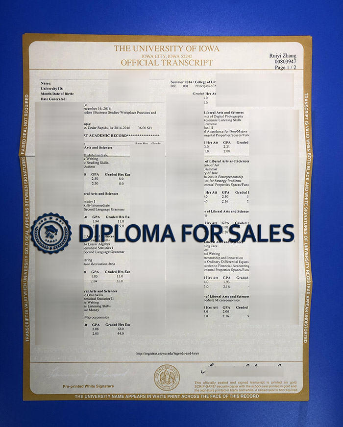 University of Iowa Transcript University of Iowa Transcript