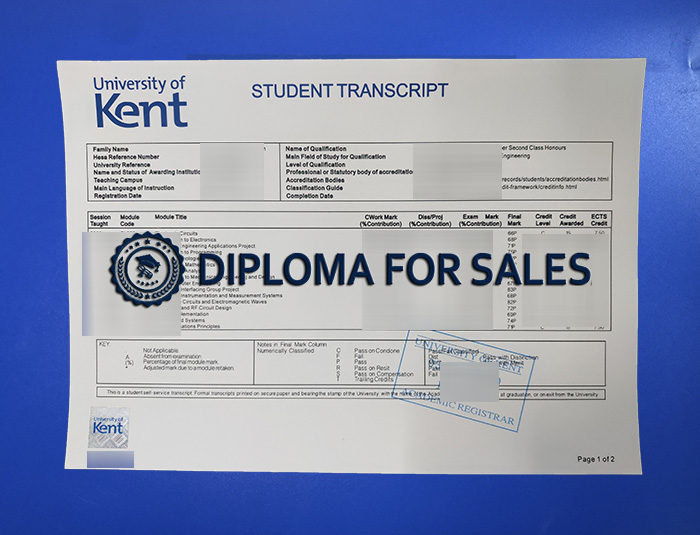 University of Kent Transcript