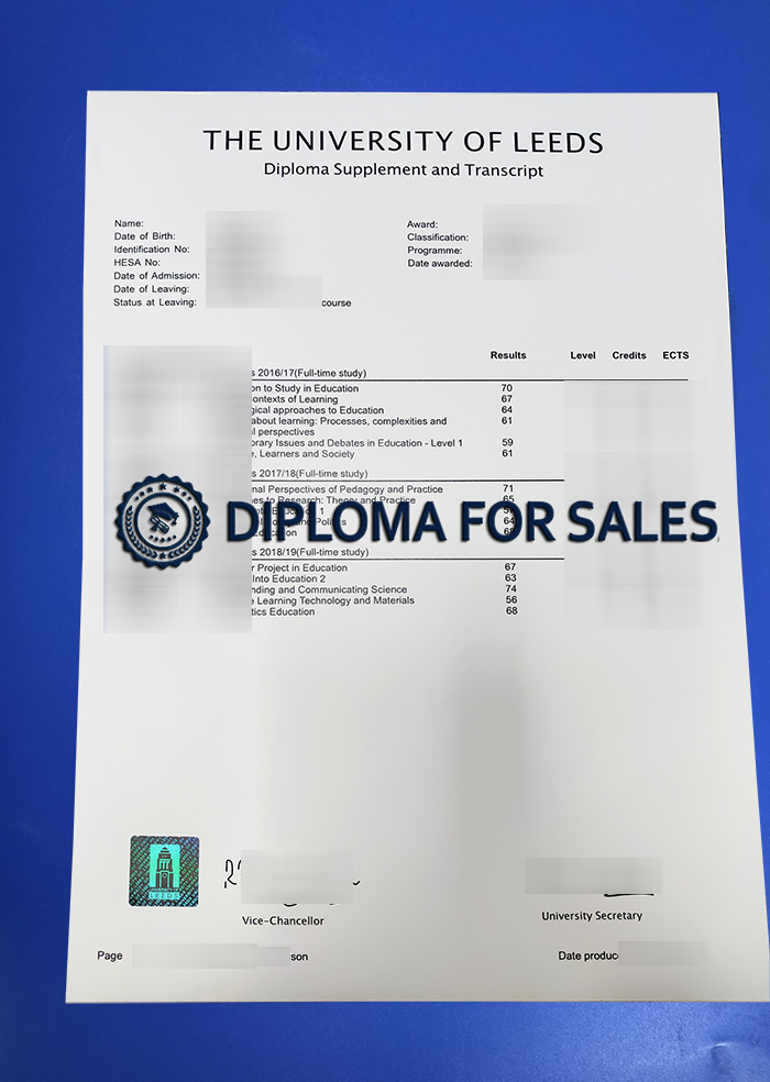 University of Leeds Transcript