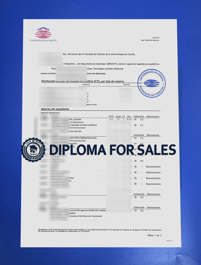 Fake Universidade da Coruña Transcript Fake Universidade da Coruña Transcript