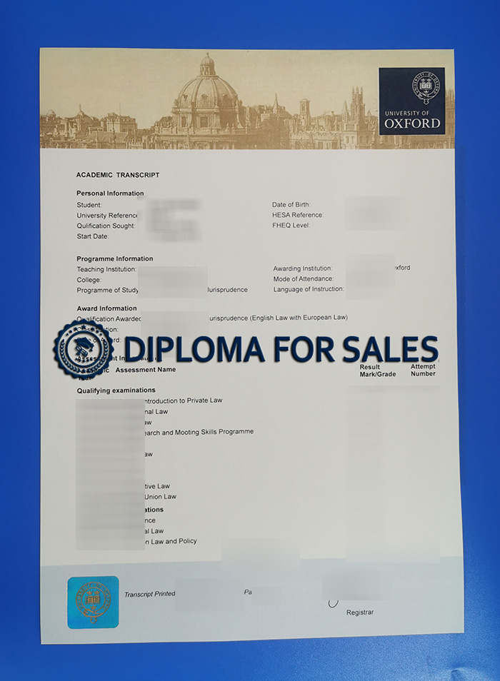 University of Oxford Transcript