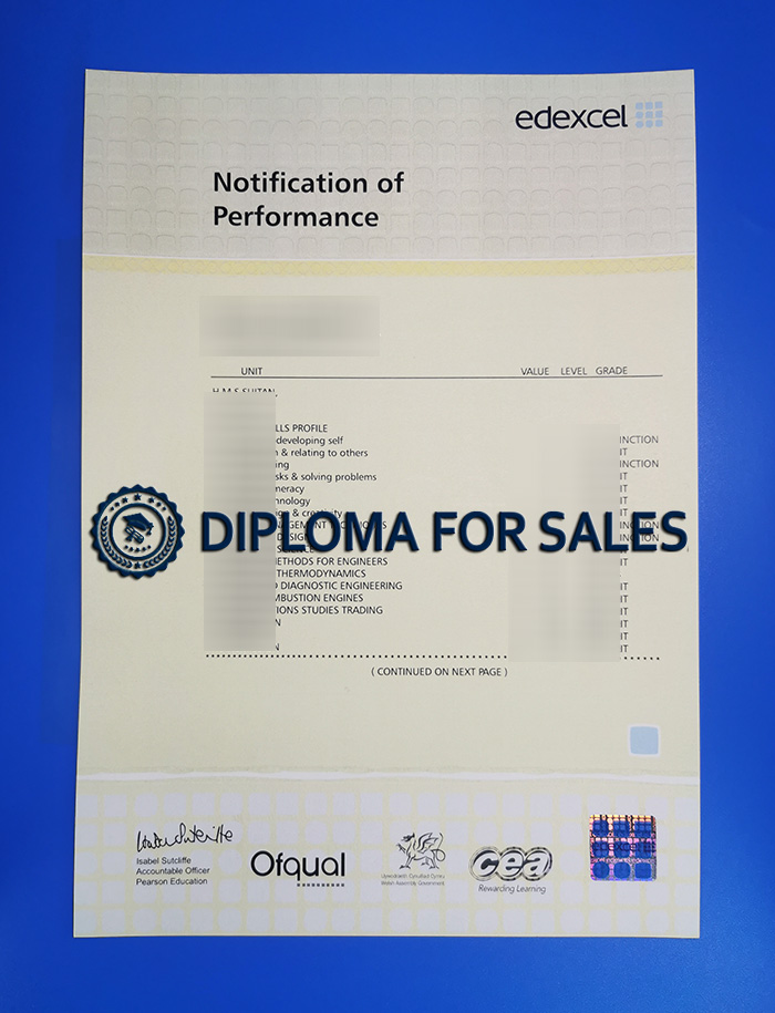 Fake BTEC Transcript