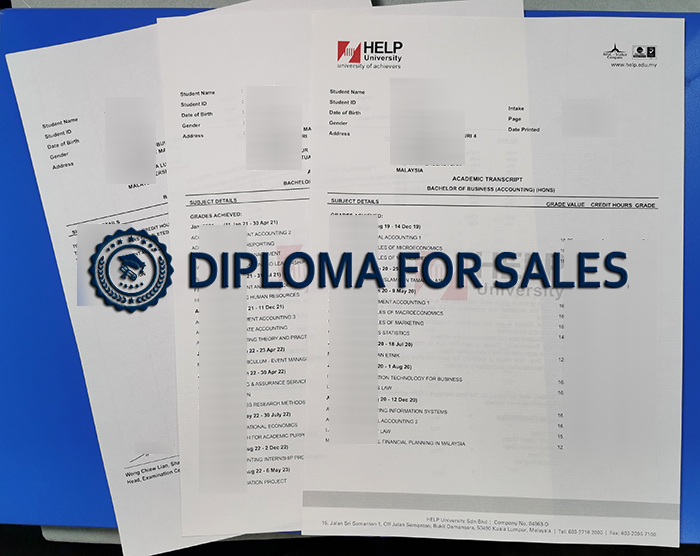 Fake HELP University Transcript