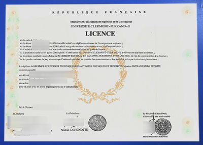 Fake Clermont-Ferrand II Diploma