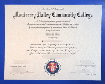 Fake Monterrey Valley Community College Diploma
