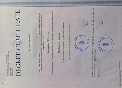 Fake University of Debrecen Degree Certificate