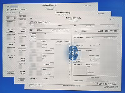 Fake Sullivan University Transcript