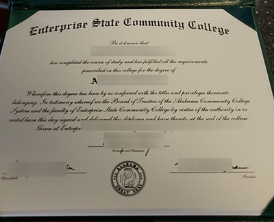Fake Enterprise State Community College Diploma