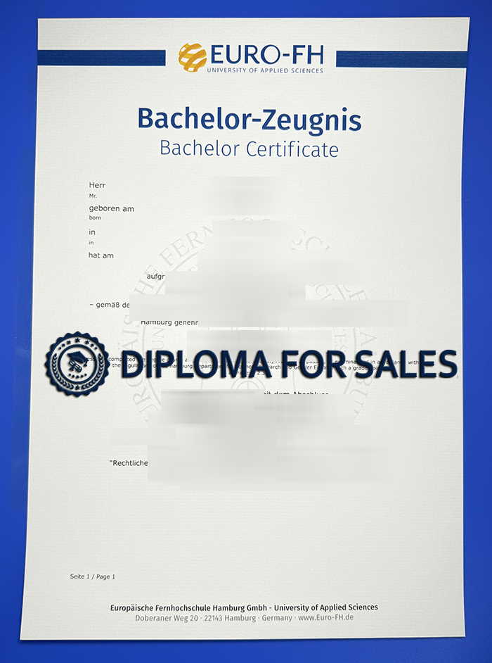 Euro-FH Zeugnis, Euro-FH Bachelor Certificate Euro-FH Zeugnis, Euro-FH Bachelor Certificate