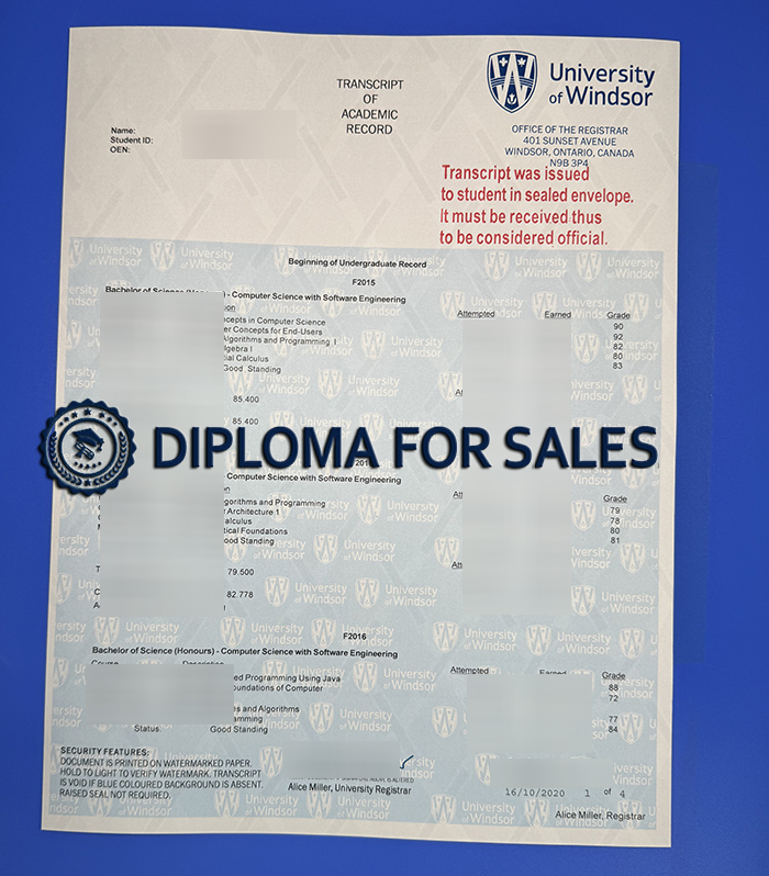 University of Windsor Transcript University of Windsor Transcript