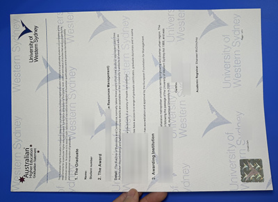 Fake University of Western Sydney Transcript