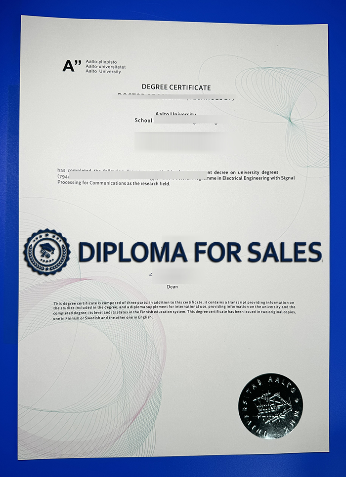 Aalto University Degree Certificate, Aalto-yliopisto Degree Certificate