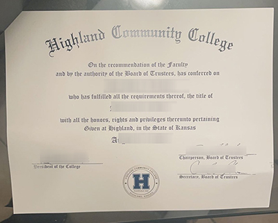 Fake Highland Community College Diploma