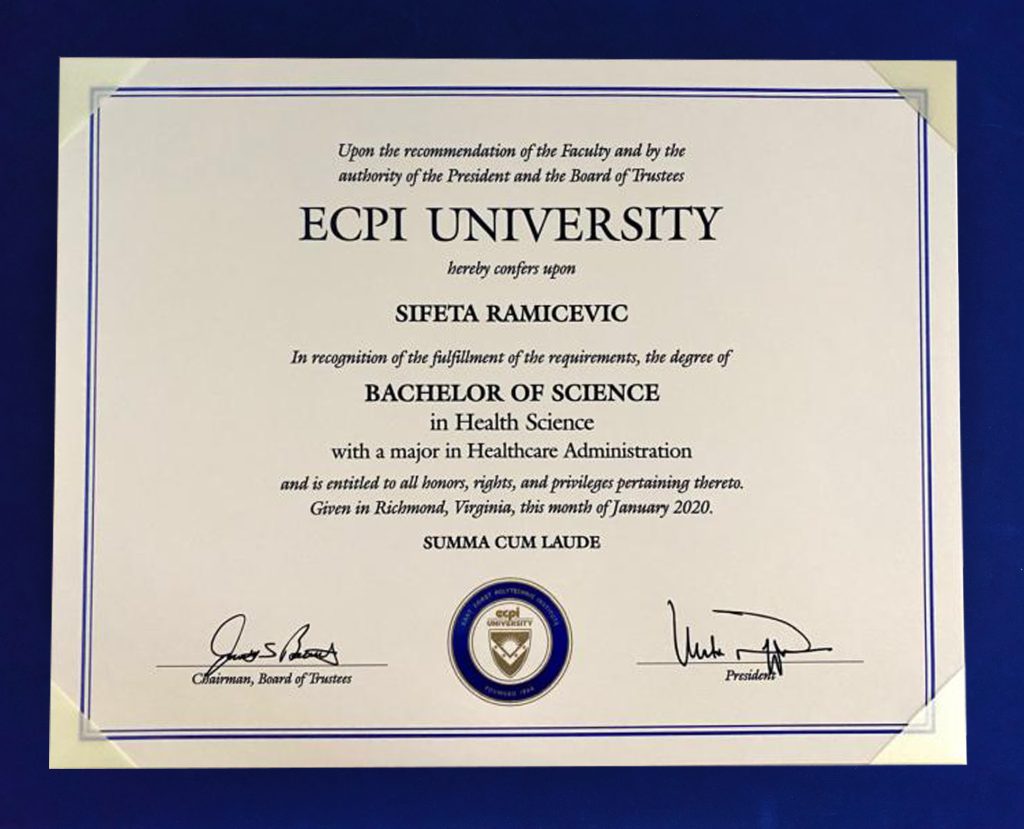 Fake ECPI University Diploma