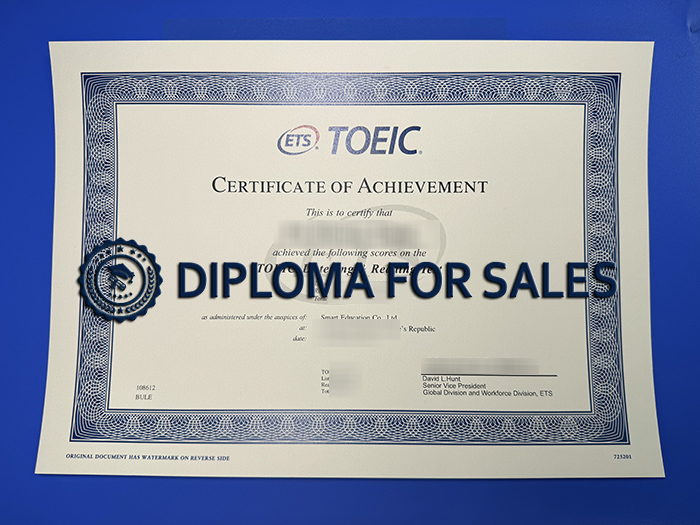 TOEIC Certificate of Achievement TOEIC Certificate of Achievement