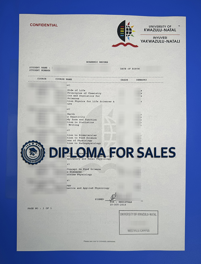 fake UKZN transcript