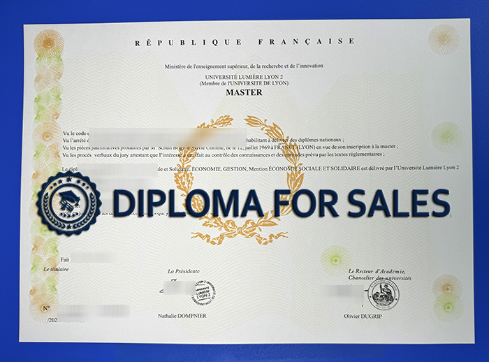 fake Université Lumière Lyon 2 Diploma
