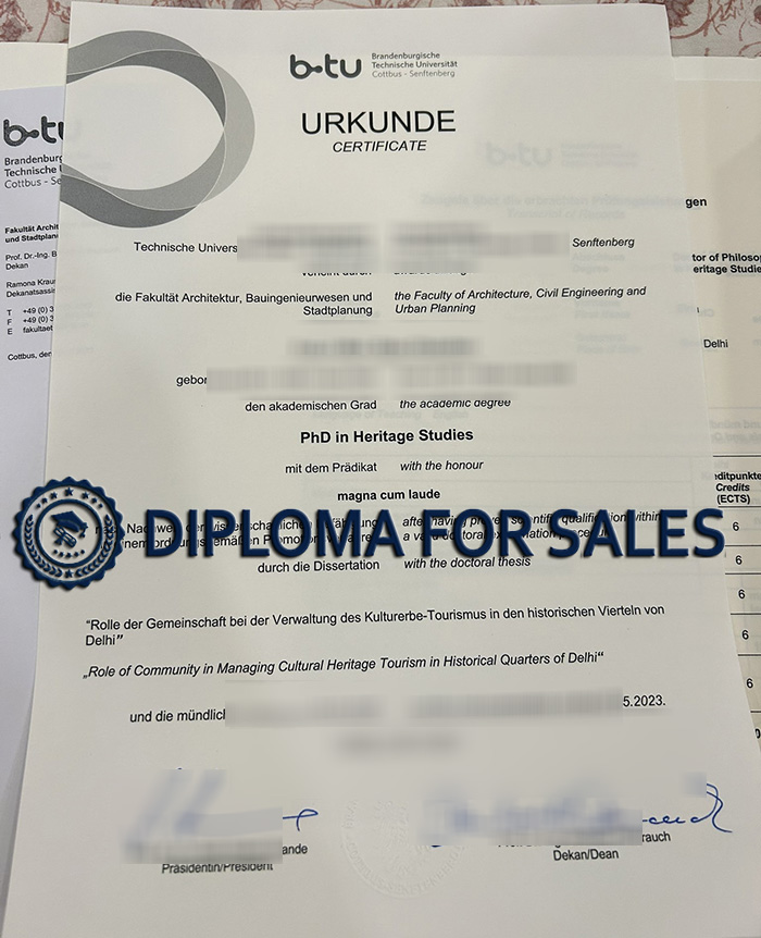 BTU Urkunde BTU Urkunde