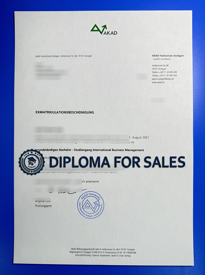 AKAD EXMATRIKULATIONSBESCHEINIGUNG AKAD EXMATRIKULATIONSBESCHEINIGUNG