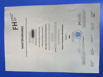 FH des BFI Wien Urkunde