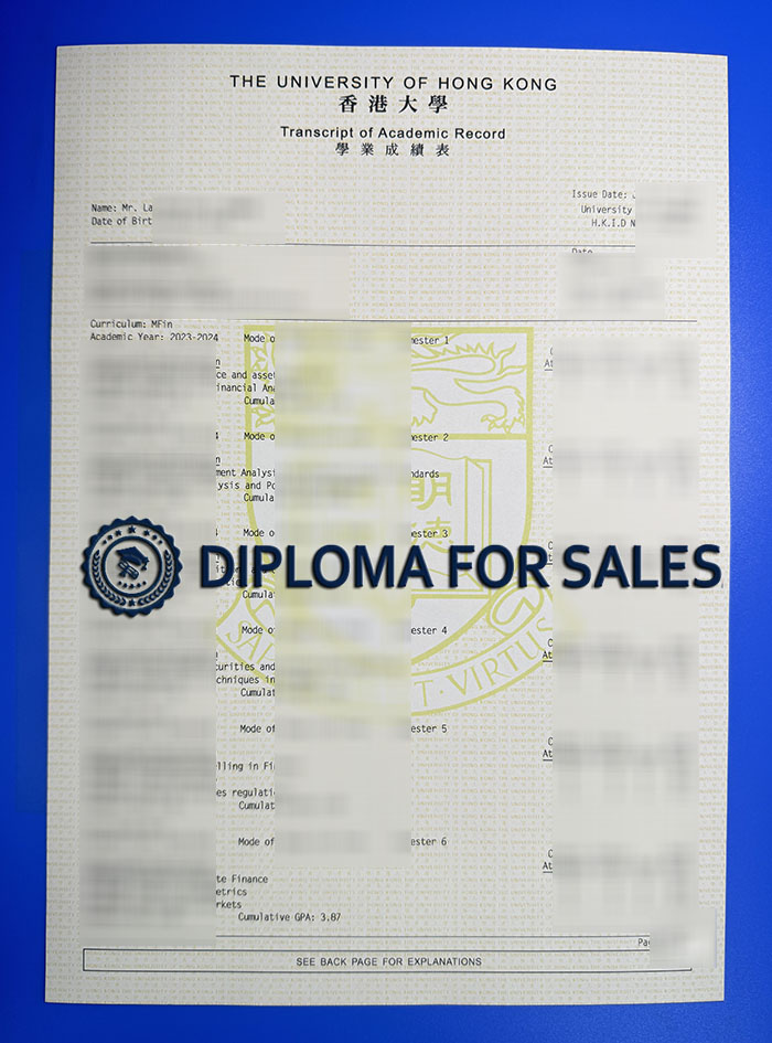 University of Hong Kong Transcript University of Hong Kong Transcript