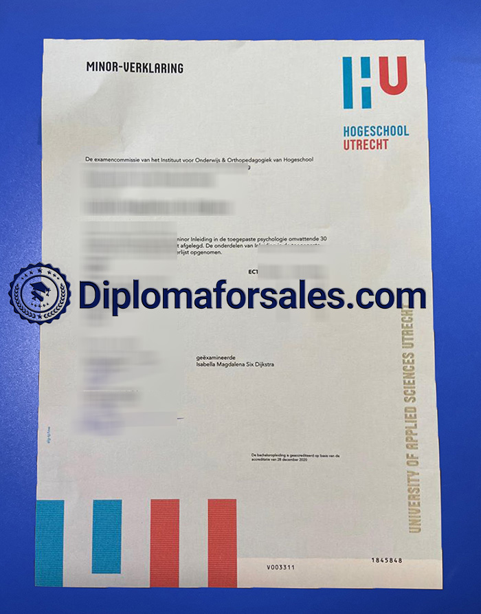 Hogeschool Utrecht Minor Verklaring Hogeschool Utrecht Minor Verklaring
