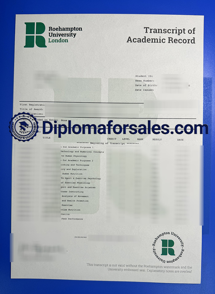 University of Roehampton Transcript