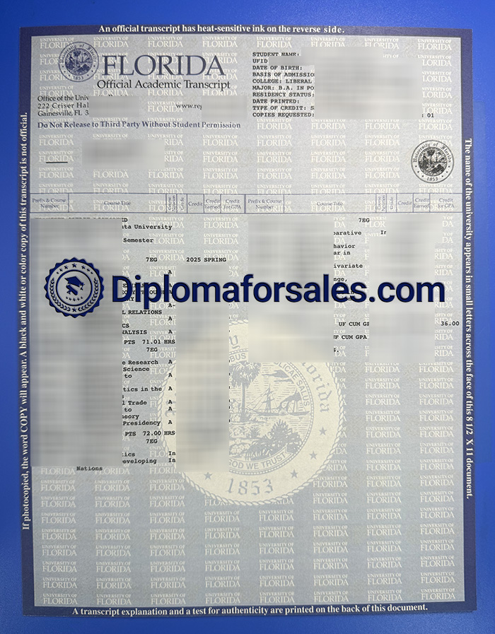 University of Florida Transcript