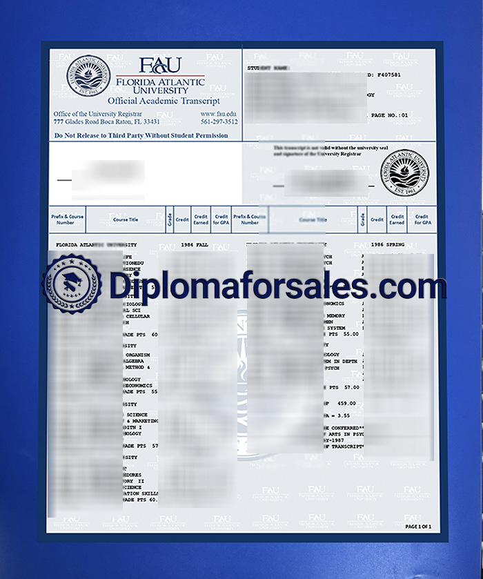 Florida Atlantic University Transcript, FAU Transcript