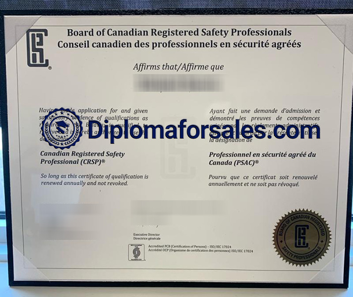 CRSP Certificate, Canadian Registered Safety Professional Certificate